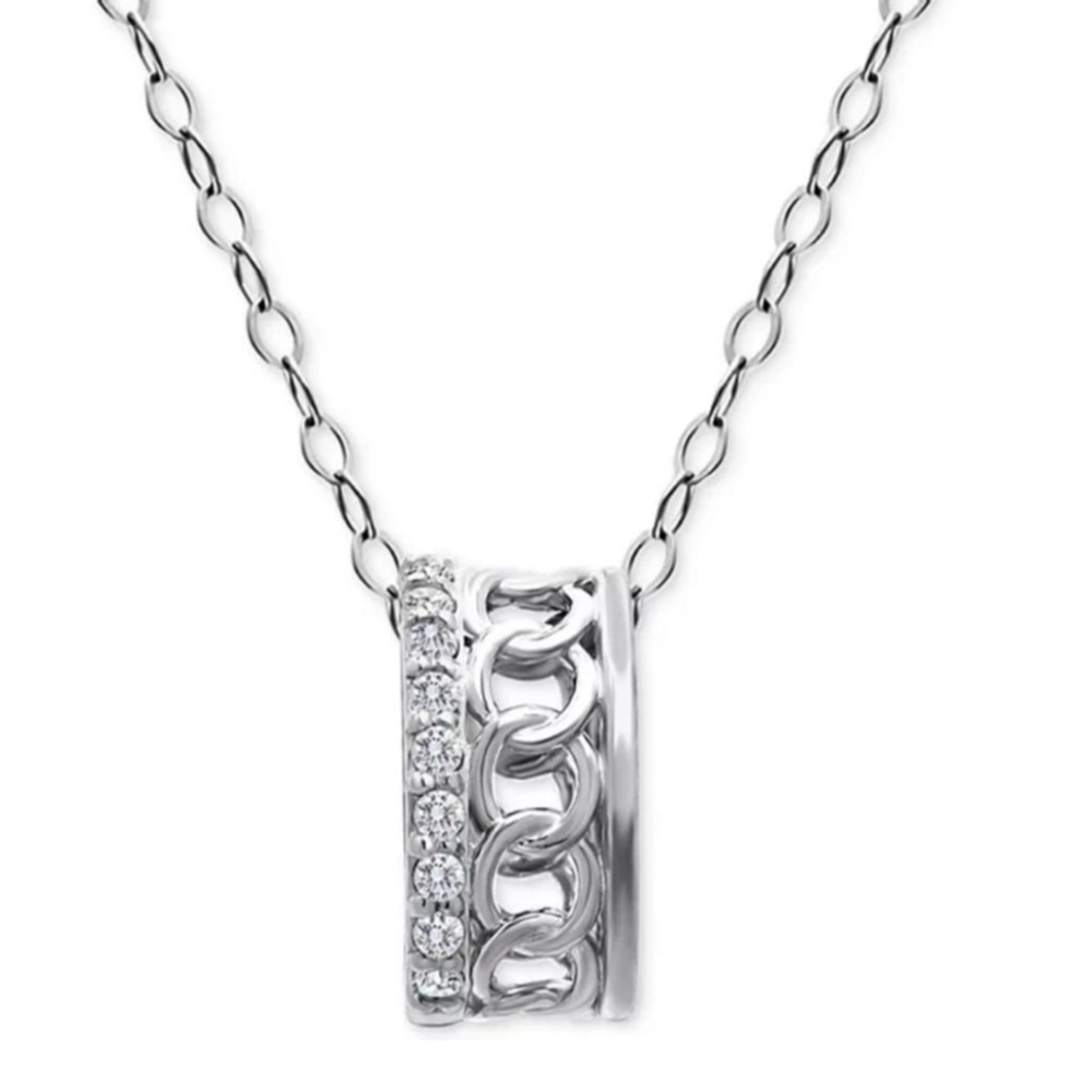 Giani Bernini Sterling Silver Open Link Rondelle Slide Pendant Necklace 16" + 2"